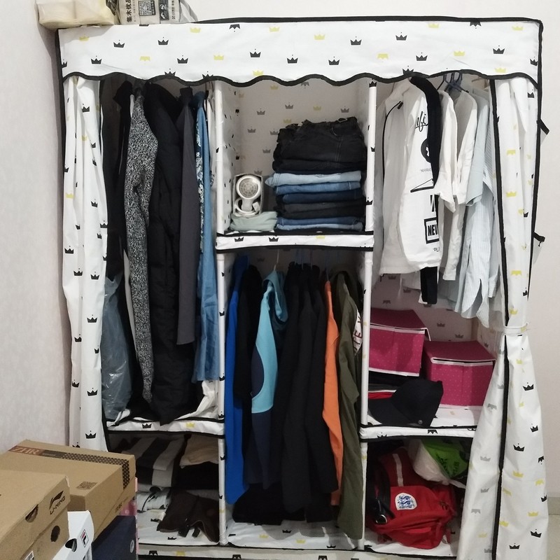 tủ quần áo vải khung gỗ bọc nhựa tủ vải đựng quần áo 3 buồng 6 ngăn  bảo hành 1 năm bởi tuvaicaocapvn