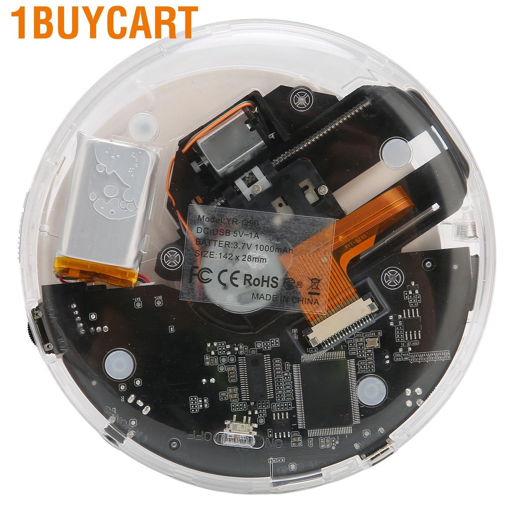 1buycart Portable CD Player Multifunction USB C Rechargeable Car with Earphones for Home Travel