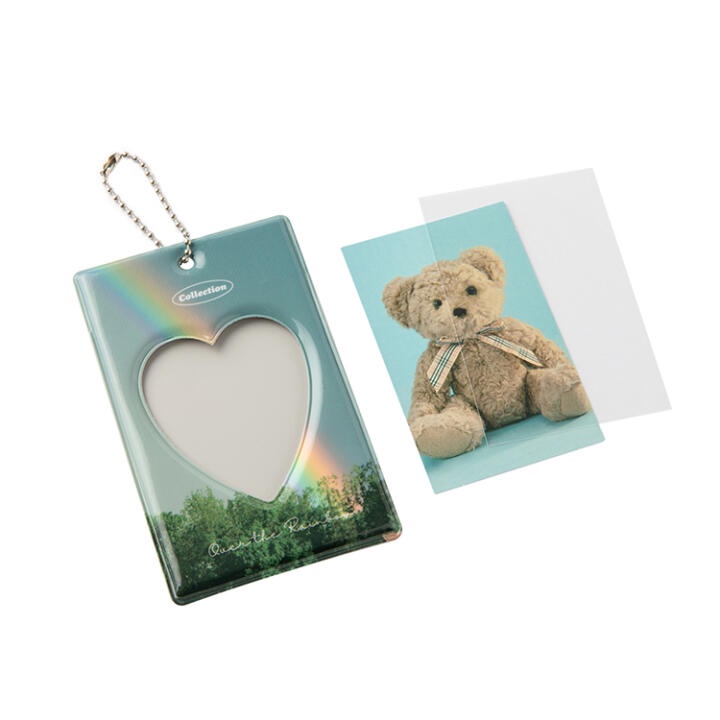 Toploader Decor ARTBOX Hàn Quốc Móc Khóa Bọc Card Đựng Ảnh Trang Trí Photocard Polaroid In Hình Gấu Teddy Cầu Vồng Bìa PVC Mềm