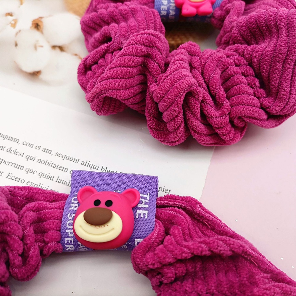 Dây Buộc Tóc Co Giãn Màu Đỏ Họa Tiết Gấu Phong Cách Cổ Điển Thời Trang Cho Nữ