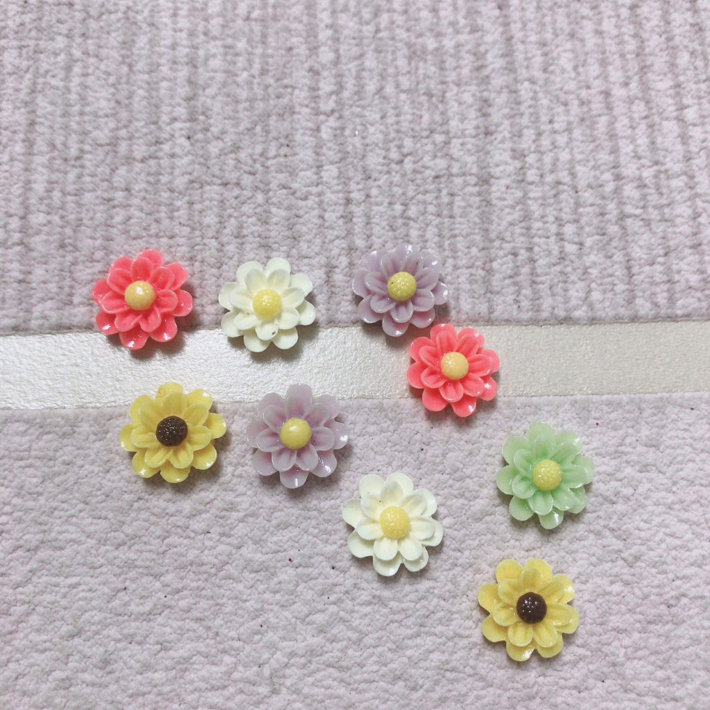 Set 10 bông Hoa cúc nhựa mẫu 2 làm đồ handmade