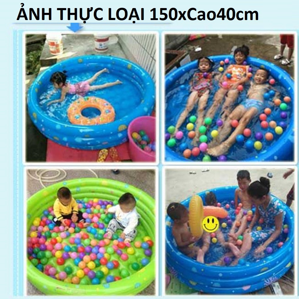 Bể bơi cho bé hình tròn 3 tầng (Cỡ 150cm và cỡ khác) loại hồ phao bơm hơi gấp gọn chơi trong nhà