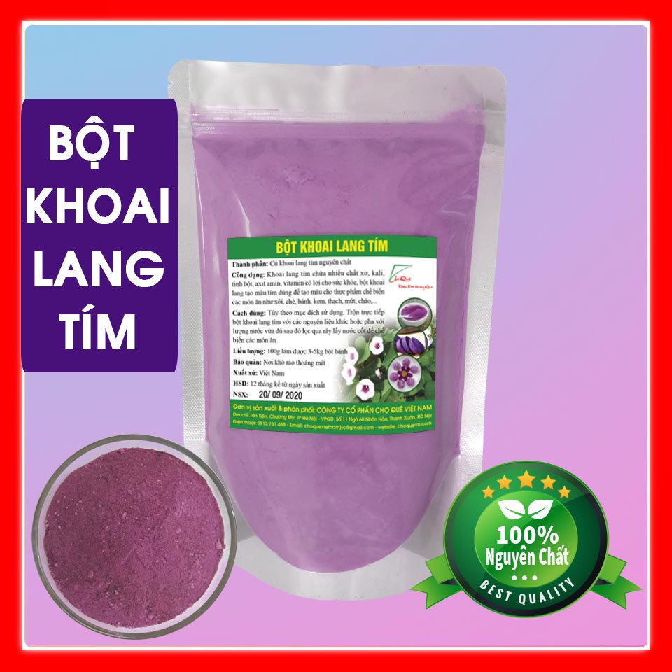 Bột Khoai Lang Tím 200g Sấy Lạnh Nguyên Chất 100% Từ Củ Khoai Lang Tím Dùng Tạo Màu Tím Cho Các Loại Bánh, Trà Sữa