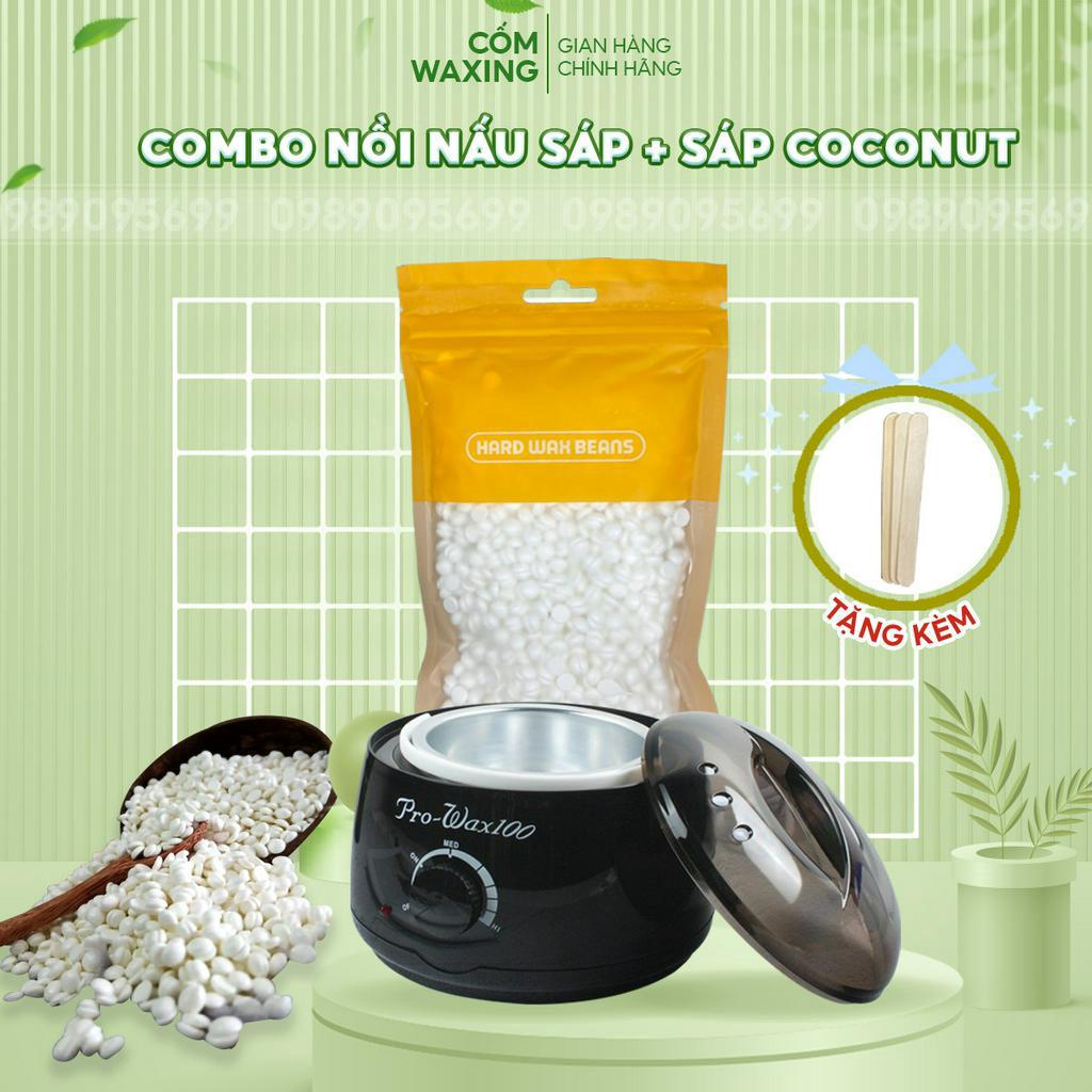 Combo nồi nấu sáp wax lông Pro-wax100  [Nồi+ sáp Thơm + Que Gỗ]
