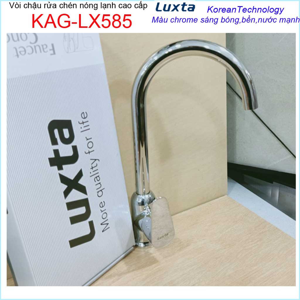 Vòi rửa chén bát KAG-LX585, Vòi Luxta nóng lạnh Chrome bóng,  vòi bếp nóng lạnh chậu rửa chén KAG-LX585