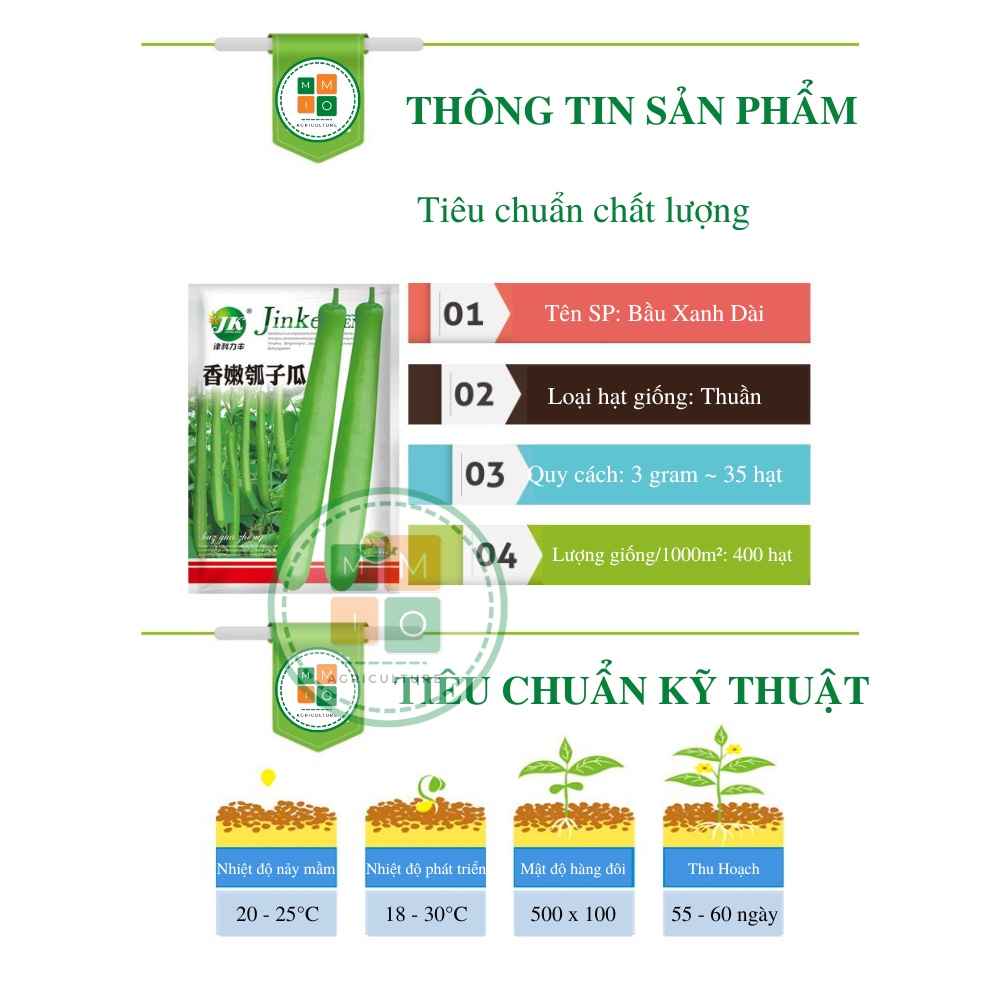 Hạt giống bầu xanh dài siêu trái Đài Loan