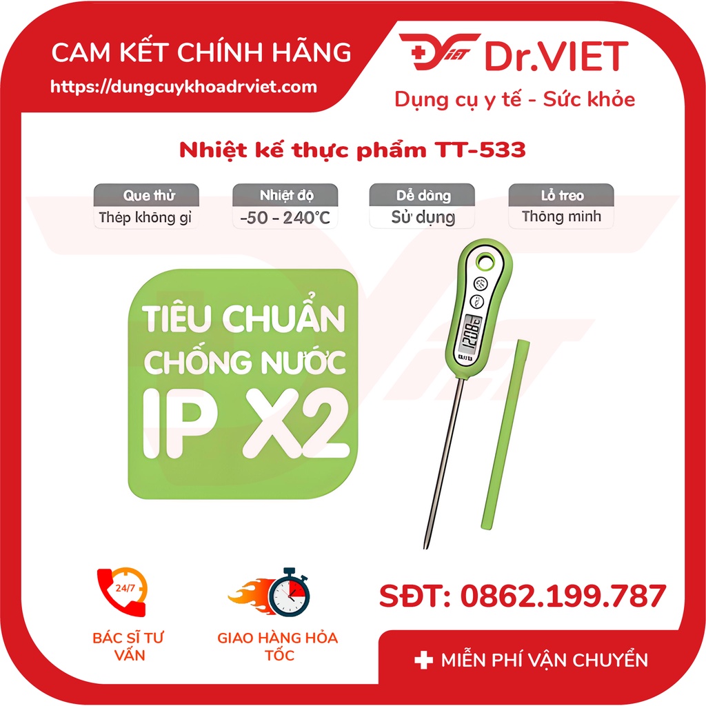 NHIỆT KẾ THỰC PHẨM TT-533 (ĐO NHIỆT ĐỘ THỰC PHẨM, SỬ DỤNG CHO CÁC HOẠT ĐỘNG ẨM THỰC) LUCASS - DR VIET