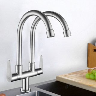 Zeego vòi rửa chén bát lạnh đôi inox sus 304 vòi nhà bếp ống đôi