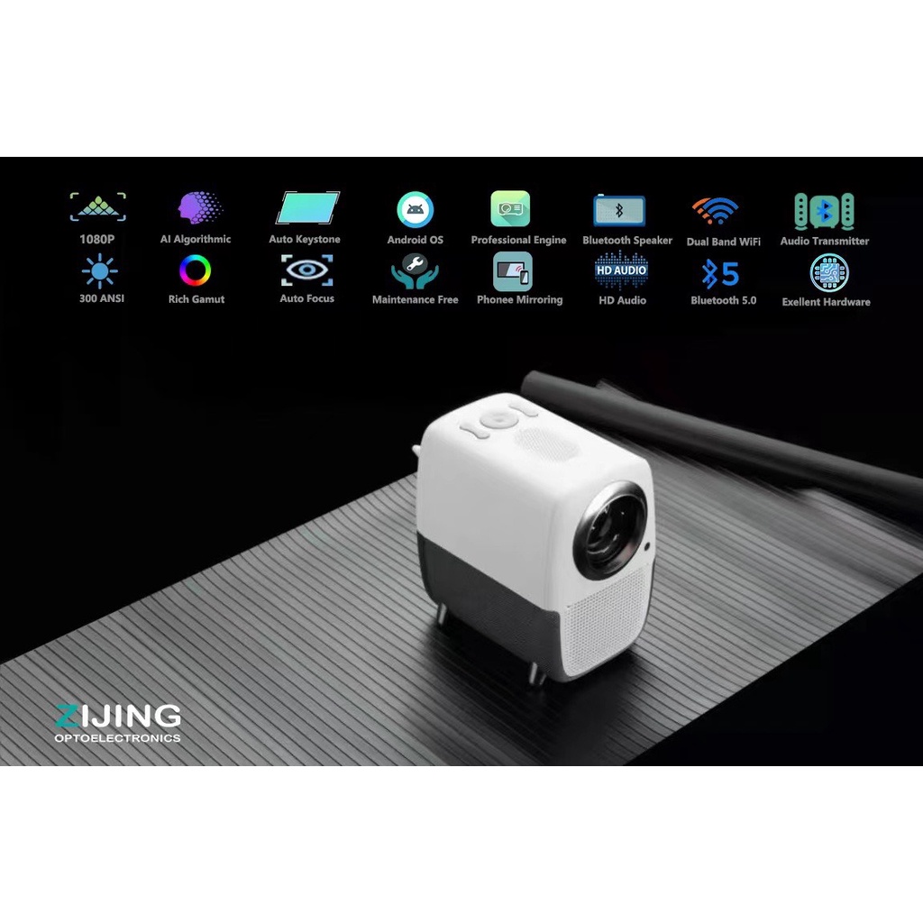 Máy Chiếu Zijing X3A  - Fullhd 1080 chuẩn - Độ Sáng Cao - Autofocus - Tìm Kiếm Giọng Nói