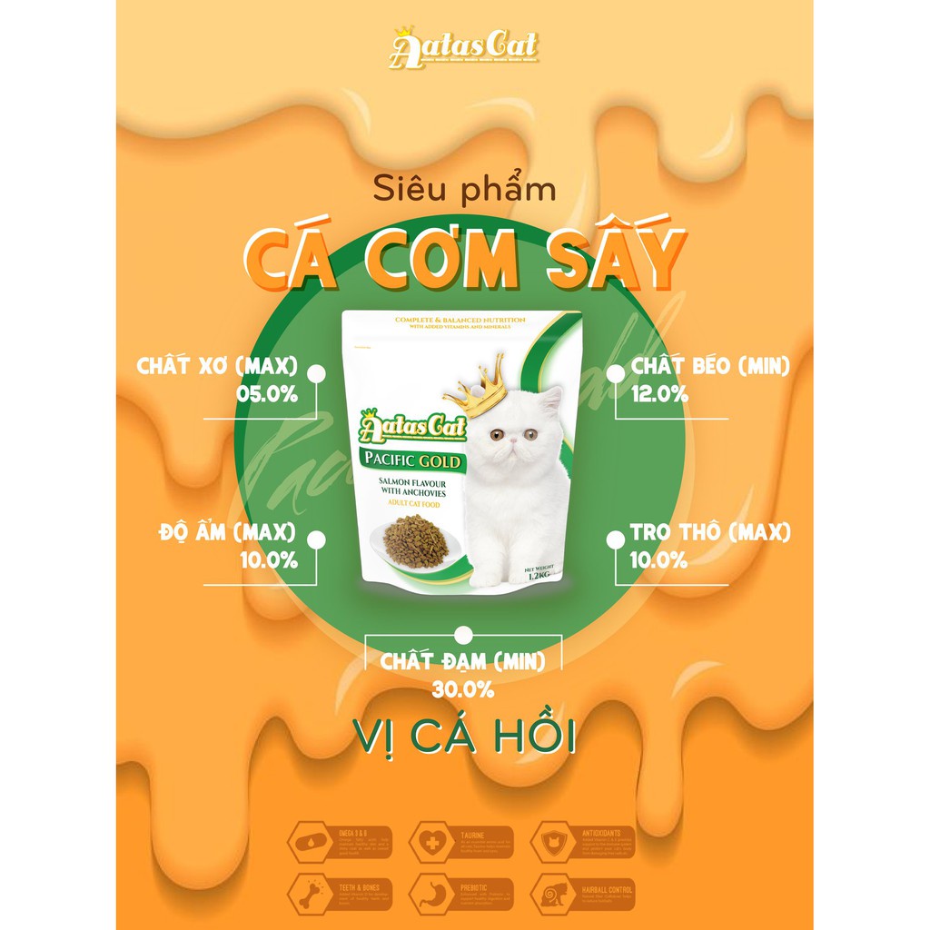 Aatas Cat Gold dry - Hạt mix cá cơm sấy 1.2kg