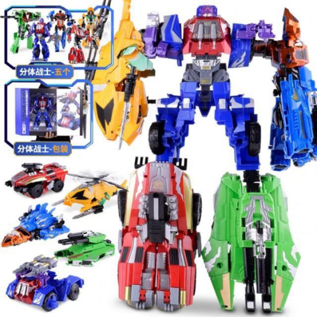 Robot Deformation Biến Hình cỡ lớn kết hợp 5 xe con, có bán lẻ 1 xe con (Khách chat chọn mẫu hoặc shop giao ngẫu nhiên)