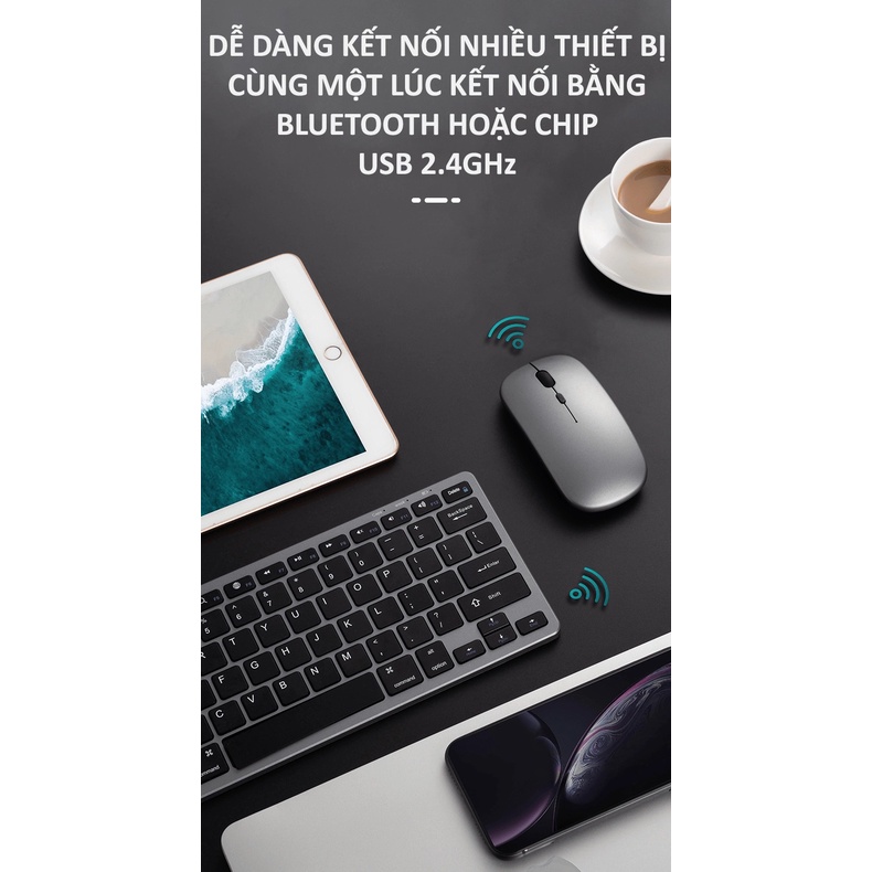 Bộ bàn phím và chuột không dây KB-178 GOIIOG kết nối BLUETOOTH - CHIP USB 2.4GHz siêu mỏng siêu nhỏ gọn không gây tiếng