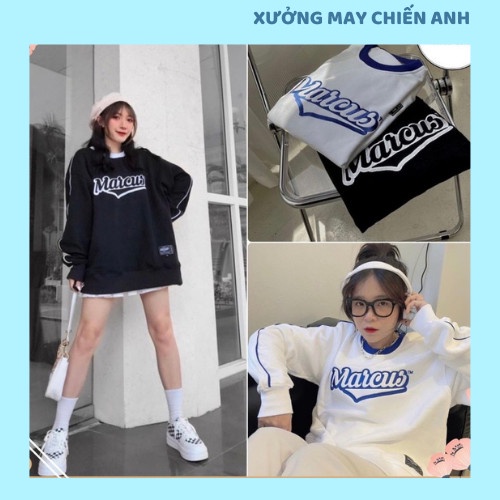 Áo sweater sọc mí in MARCUS áo dài tay mí sọc nam nữ chất nỉ dày tay cực đẹp