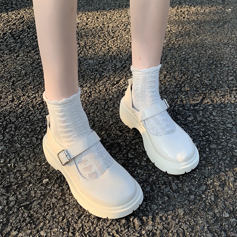 Giày búp bê nữ lolita mũi tròn đế cao 7 phân kiểu ulzzang cao cấp HAVAVA GD001
