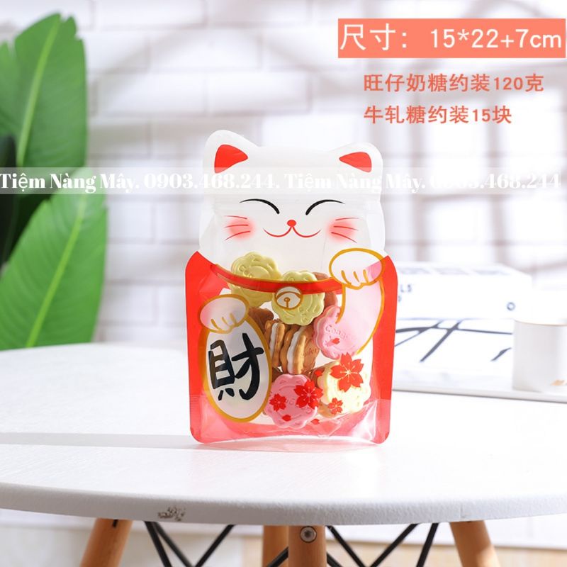 Túi zip chibi cute đựng bánh kẹo hình gấu mèo, panda set 50 túi