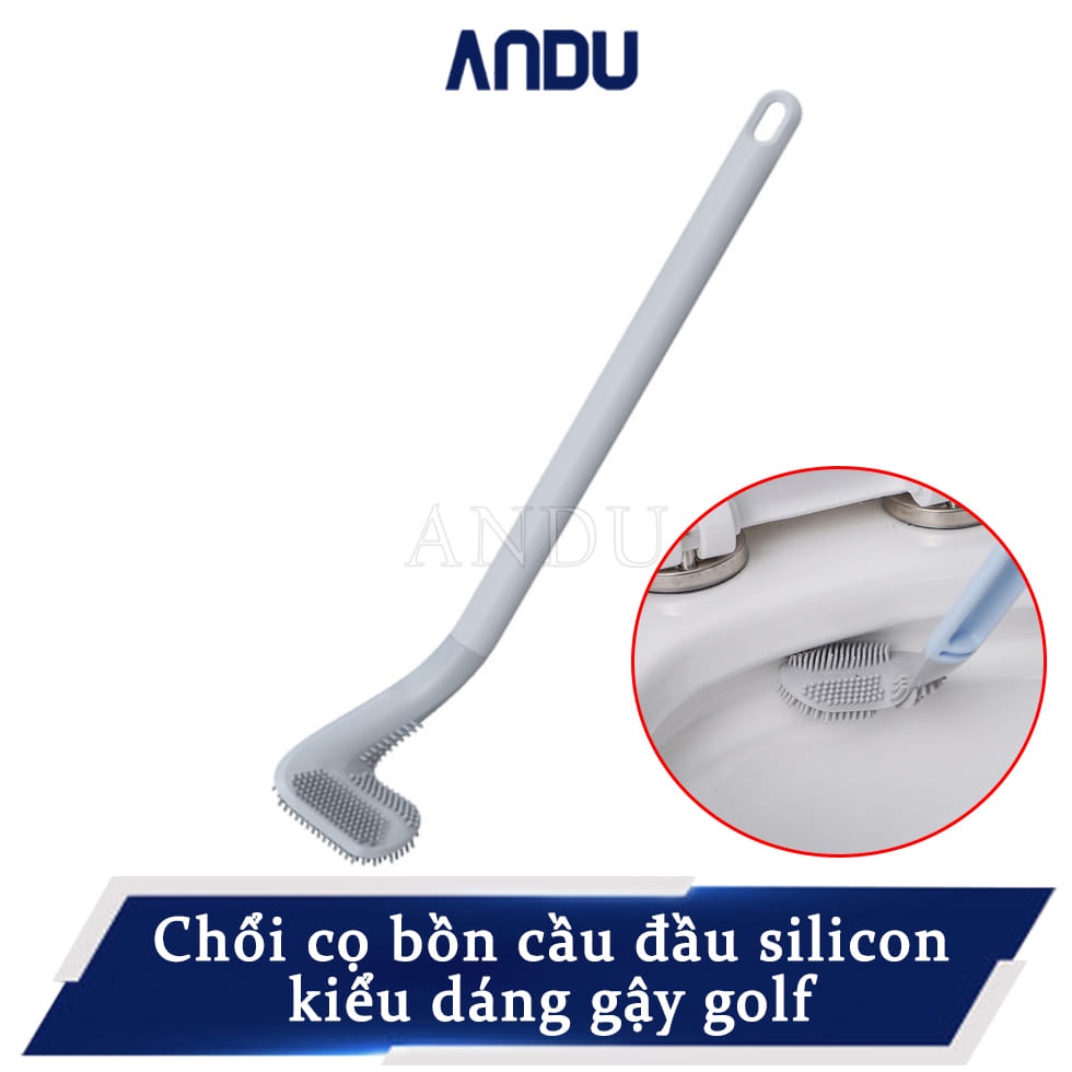 Chổi Cọ Bồn Cầu Thông Minh SILICON Cọ Chà Vệ Sinh TOILET Sạch Mọi Ngóc Ngách Bồn Cầu, Nhà Tắm Hình Gậy Đánh Gold