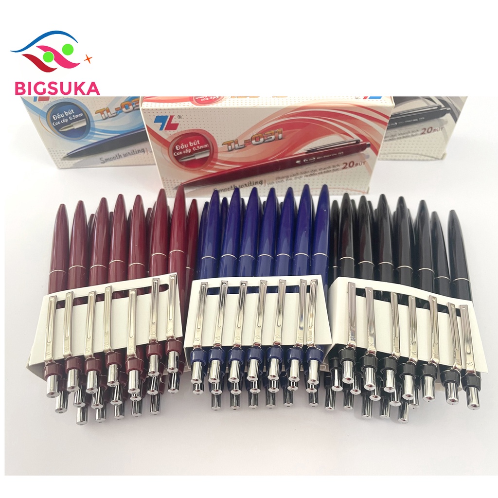 Bút bi Thiên Long 031 xanh cute nhiều màu , Đầu bút bi 0.5mm BIGSUKA