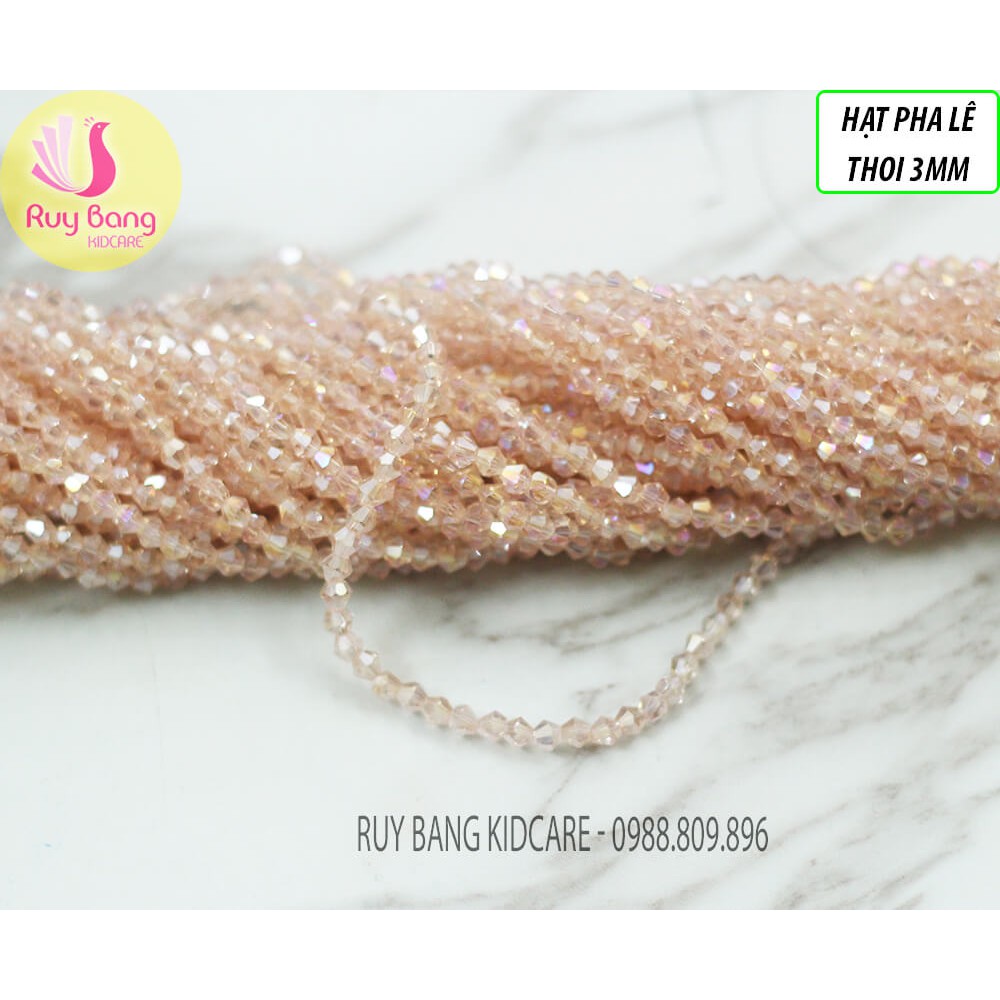 Hạt pha lê thoi 3mm tông hồng