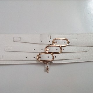 ĐAI VÁY NỮ DA MÀU ĐEN / TRẮNG / DA BÒ PHỐI CHUN SANG TRỌNG BẢN DÂY 7.5CM LOẠI 3 KIM B16T