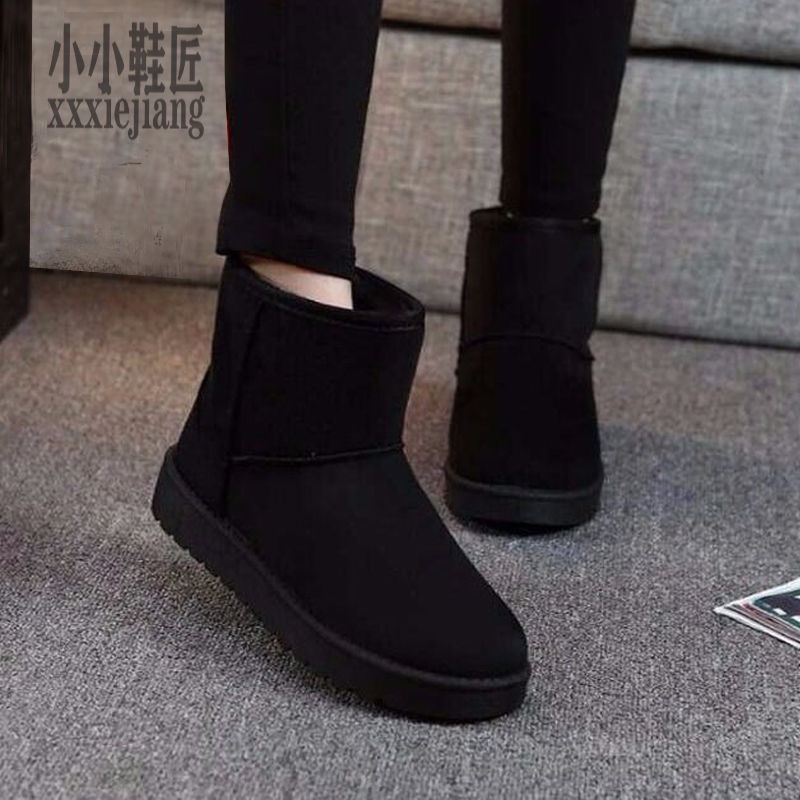 Giày bốt đi tuyết ống ngắn lót nhung cotton chống trượt thời trang mùa đông cho cặp đôi 2021 size lớn 41-44