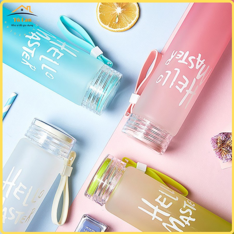 Bình Nước Thủy Tinh Dung Tích 450ml Hello Master🍀FREESHIP🍀Bình Đựng Nước Có Dây Xách | BigBuy360 - bigbuy360.vn