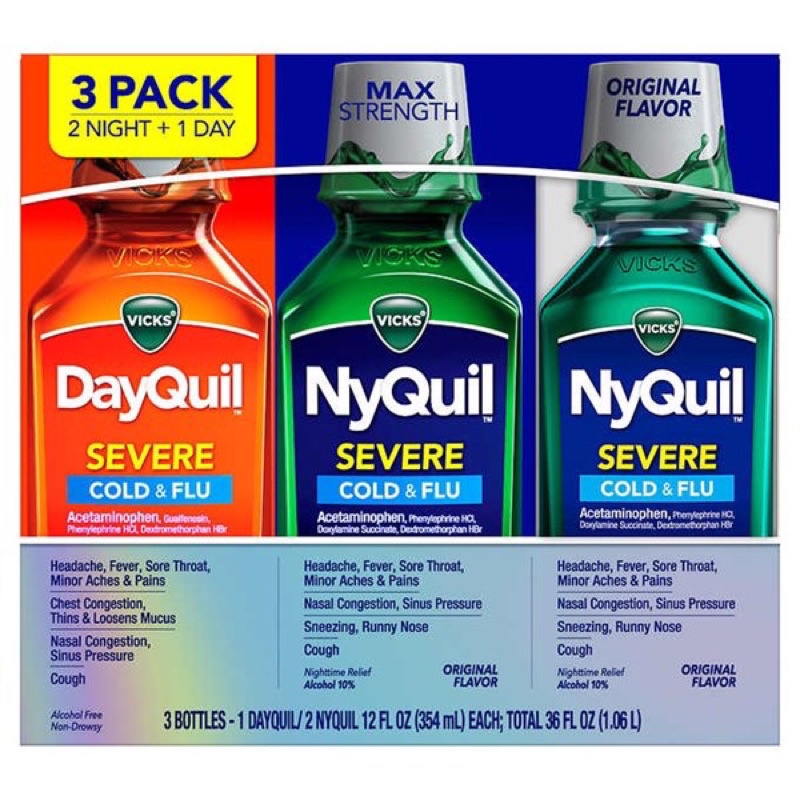 Siro Vicks DayQuil & NyQuil Cold & Flu Severe 1.06L