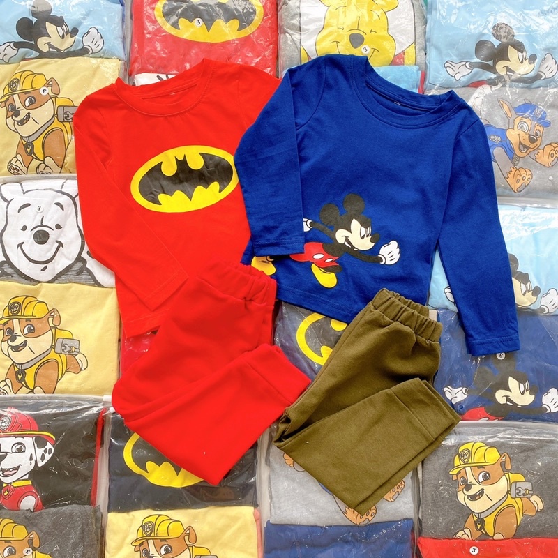 Set 2 bộ ngẫu nhiên áo cotton quần nỉ cho bé trai cực đẹp size từ 10-24 cân