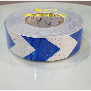 Băng keo decal phản quang trắng xanh mũi tên lớn 5cm*50m hình thật - hàng sẵn-BKPQ-R019