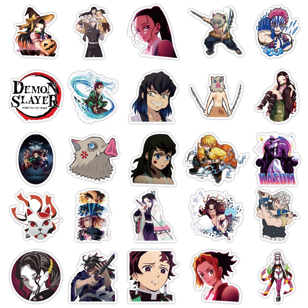 Bộ 50 / 100 Miếng Dán Chống Thấm Nước Hình Demon Slayer Cho Vali YS2