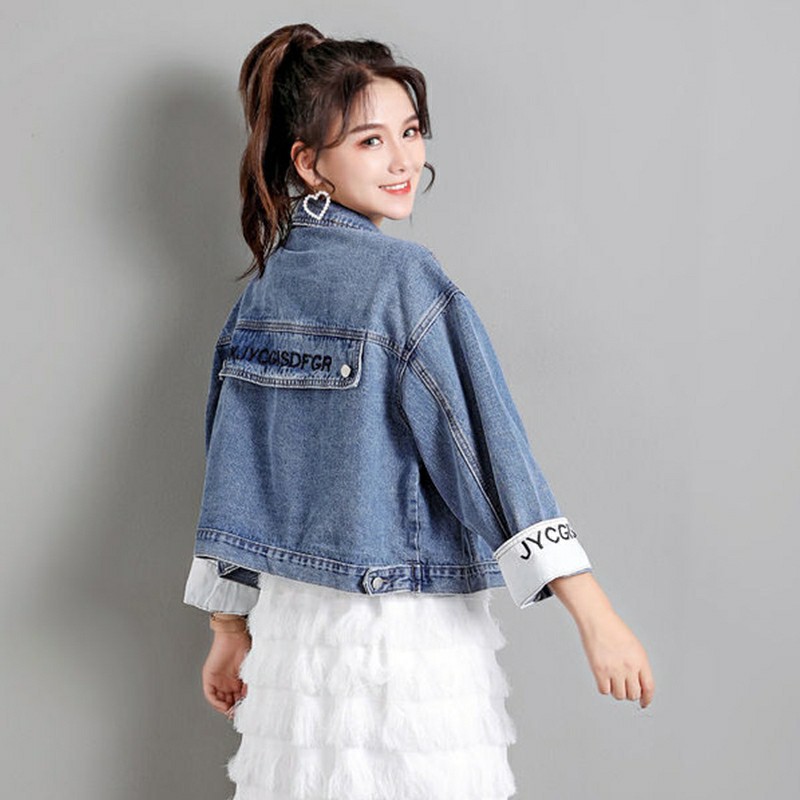 Áo khoác jean nữ xám xanh trơn cao cấp cưc đẹp form vừa dưới 58Kg hàng shop giá sỉ