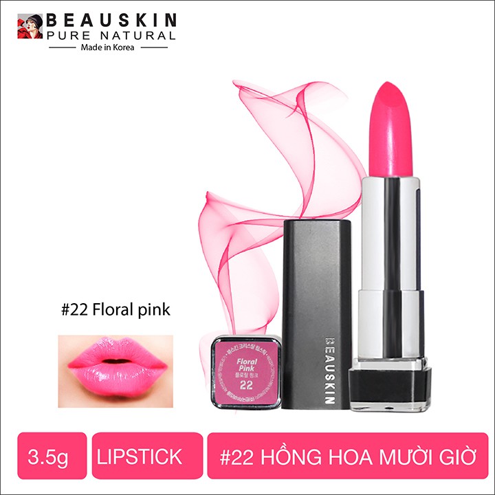 Son môi lâu trôi nhiều dưỡng Beauskin Crystal Lipstick No.1 Davi Red ( Đỏ Tươi) 3,5g