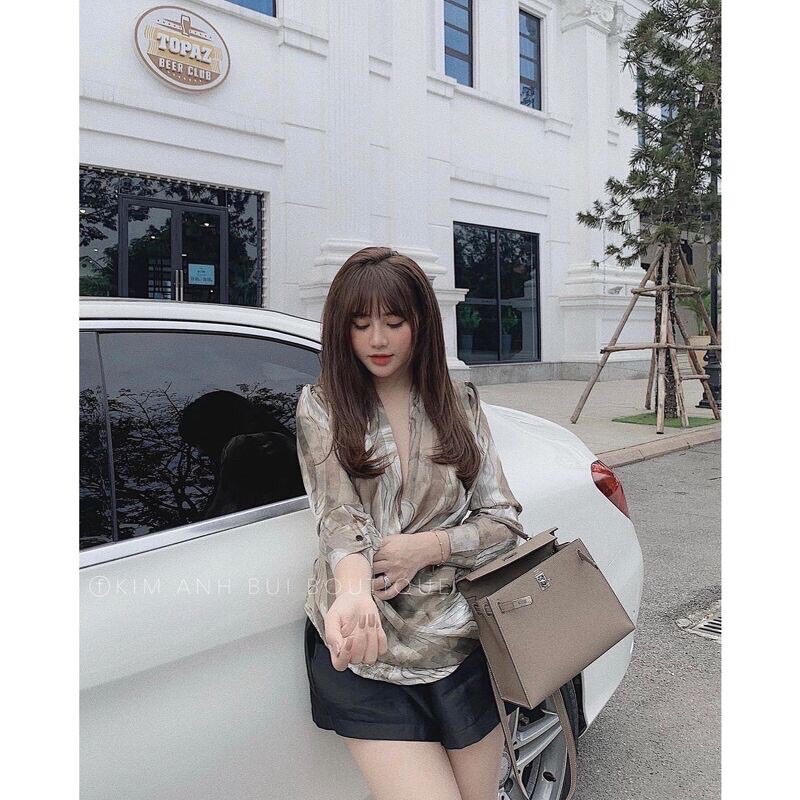 [Mã Freeship 0đ-FASHIONHOT19 giảm 10k đơn 0đ] Áo sơ mi lụa loang cổ đổ