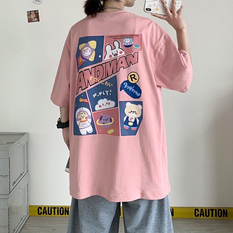 Áo cotton tay lỡ dáng rộng unisex Adman