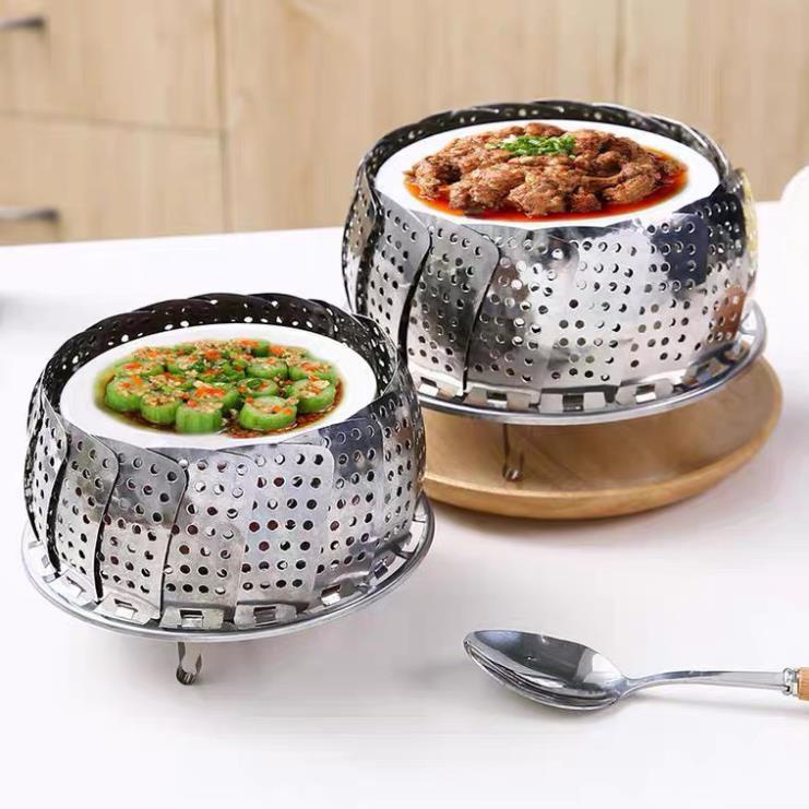 Khay hấp thực phẩm inox cao cấp - Có chân đế hấp cách thuỷ tiện lợi