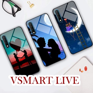 Ốp lưng kính in 3D chủ đề tình yêu cho điện thoại Vsmart live