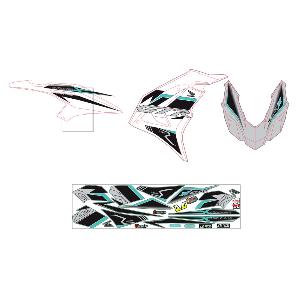 Tem Rời Winner X V3 mẫu GTR màu xám đen xanh