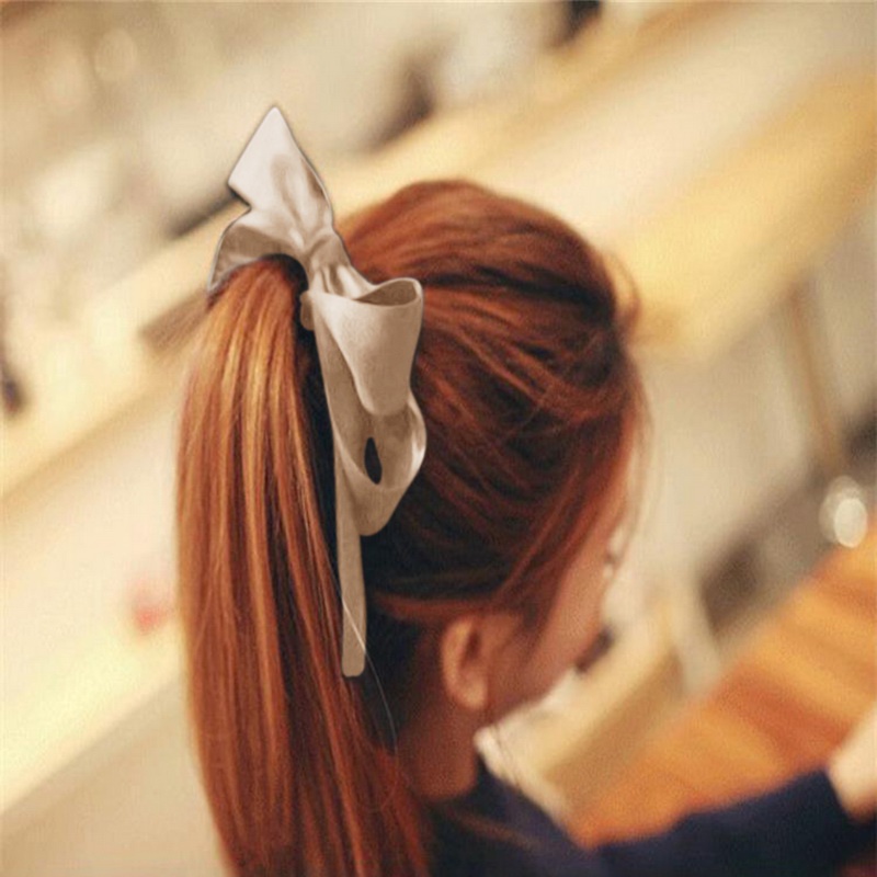 Dây Cột Tóc Co Giãn Đính Nơ Ruy Băng Dài Thời Trang Hàn Quốc Cho Nữ