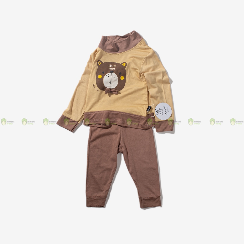 Bộ Dài Tay Thun Lạnh Cho Bé Trai, Bé Gái KIMCHIBABY Cổ 3P Vịt Vàng, Đồ Bộ Mặc Nhà Cho Bé Thu Đông KWTD2214