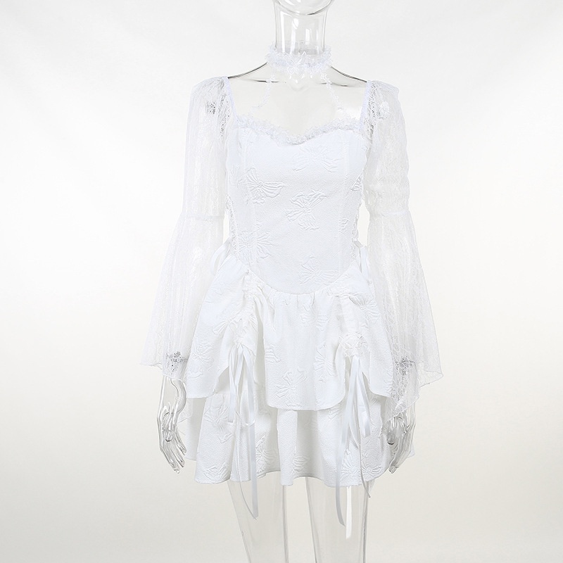 Đầm DàI Tay PhốI Ren Hoa ThờI Trang Cho Nữ