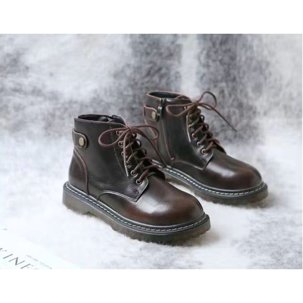 Giày Oxford Nữ Bốt Nữ Đế Cao 3 Phân Đế Thấp Kéo Khoá Phong Cách Nhật Bản