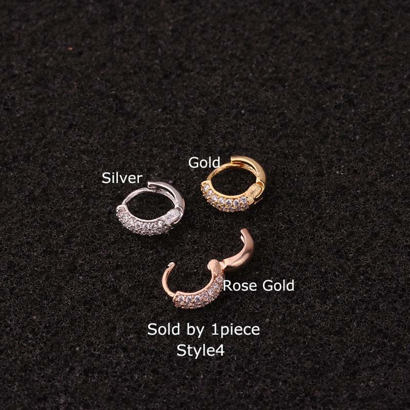 Một chiếc khuyên tai nhỏ bằng đồng phối đá zircon cá tính thời trang