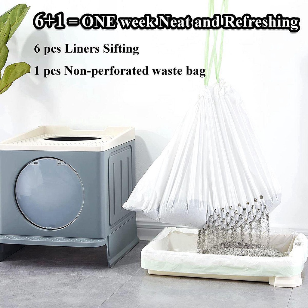 Hộp 7 Túi Đựng Rác Dây Rút Dùng Một Lần Chống Rò Rỉ Dễ Vệ Sinh Cho Mèo