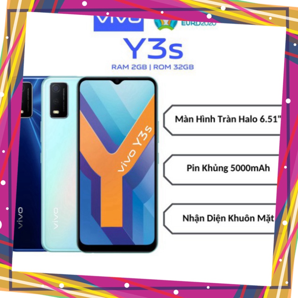 Điện thoại Vivo Y3s (2GB + 32GB) Fullbox Nguyên Seal Chính Hãng VY3S  -Smartphone Ngon-Bổ-Rẻ