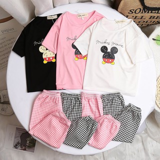 [SALE] Bộ Alibaba Cho Bé Trai, Bé Gái Minky Mom Vải Thun Lạnh Hoạ Tiết Mickey Quần Sọc, Đồ Bộ Cho Bé Mặc Nhà MKMTD2134