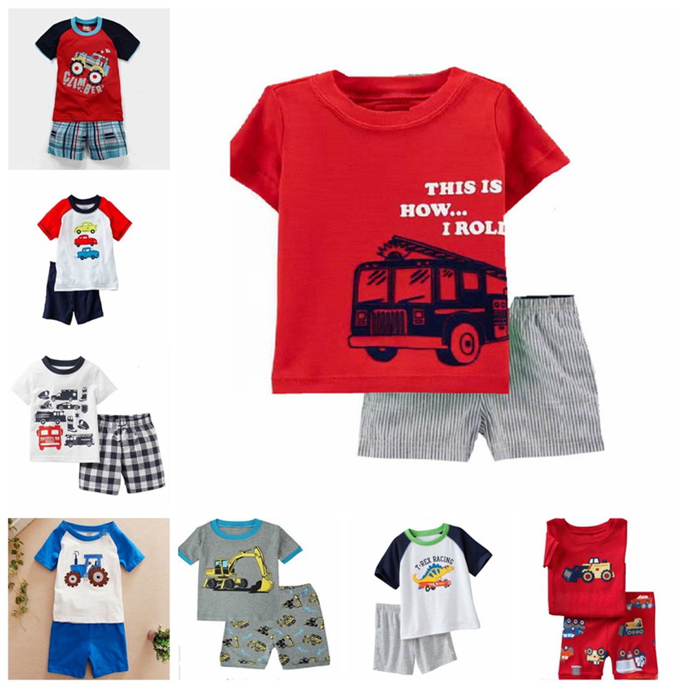 Bộ Đồ Ngủ Pijama In Hình Máy Xúc Cho Bé Trai