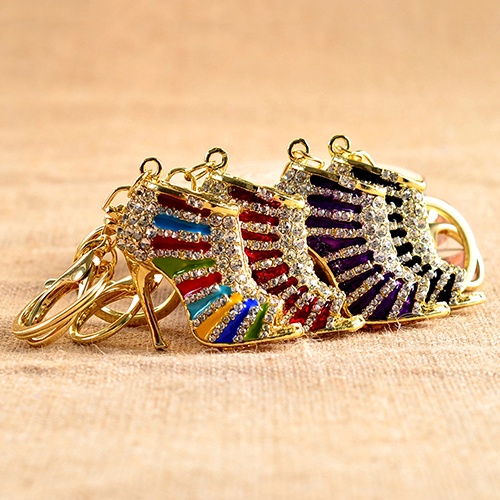 Móc khóa hình giày cao gót đính đá sáng tạo thời trang