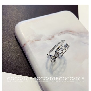 Nhẫn 2 Tầng Đính Đá Kiểu Bản To