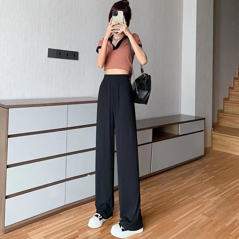 Quần Lụa Lạnh Cạp Cao Ống Rộng Thẳng Cho Nữ JL-YDK-18