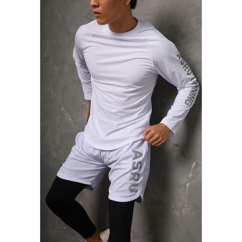 Áo tập gym nam dài tay ASRV training thun lạnh 4C,áo gym nam siêu thấm hút ་