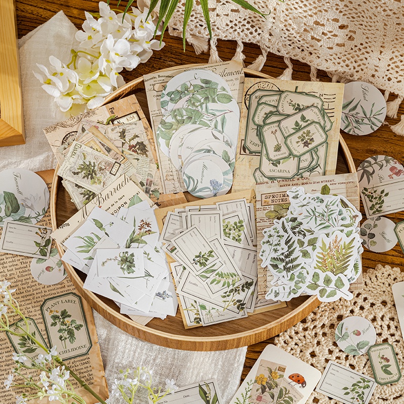 Set 30 Sticker Dán Trang Trí Album Ảnh DIY Hình Lá Cây Cổ Điển Sáng Tạo
